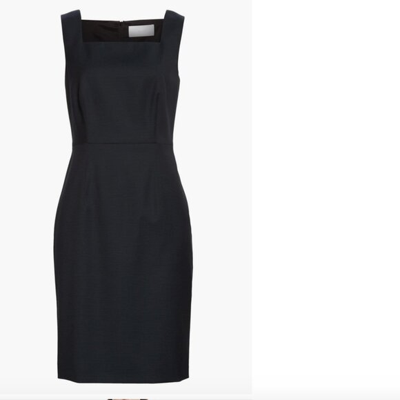 Hugo Boss Digela Dark Emerald Patterned Wool Sheath Dress - Picture 5 of 13